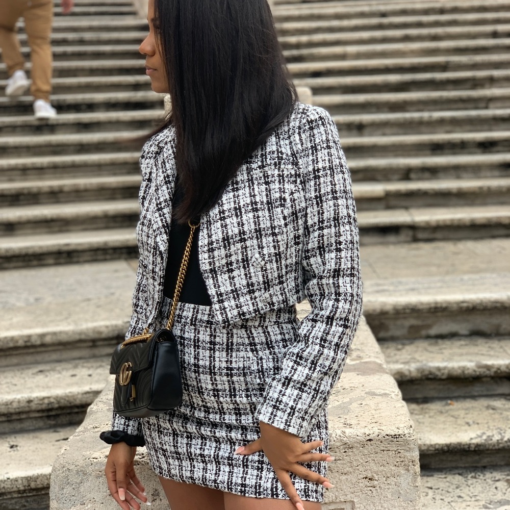 Forever 21 Houndstooth Skirt and Blazer Set